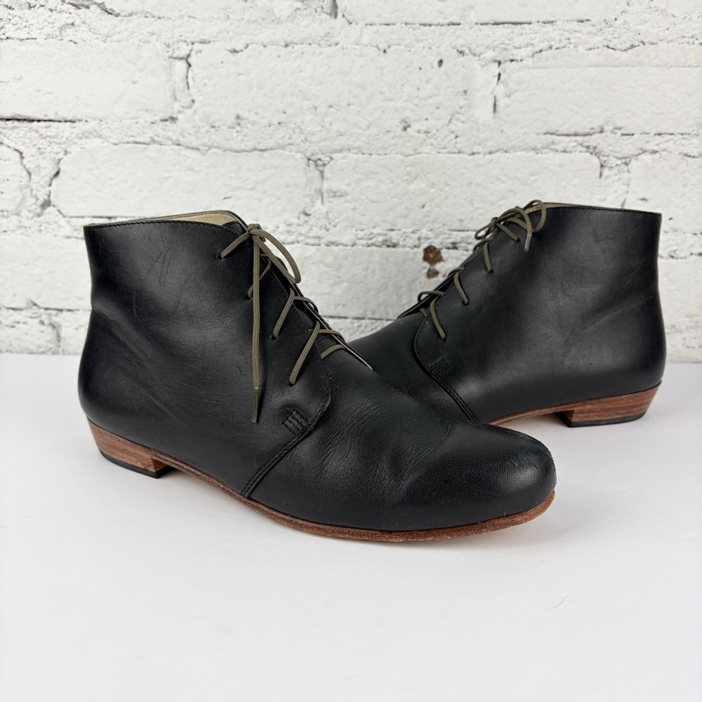 Nisolo Isla Black Leather Chukka Ankle Bootie Laced Boot 9 - Picture 1 of 14